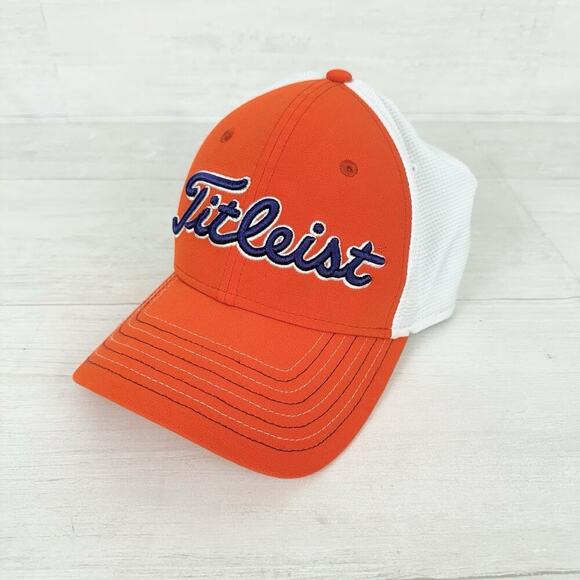 Titleist Golf Hat Cap Orange White Mens Size L / XL Golfer Athletic - Picture 1 of 10